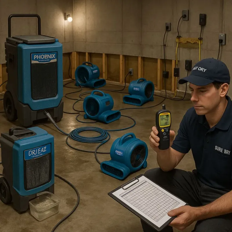 Structural Drying and Dehumidification process in Pratt County, KS